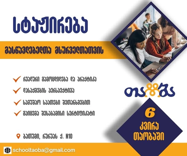   სტაჟირება სკოლა თაობაში